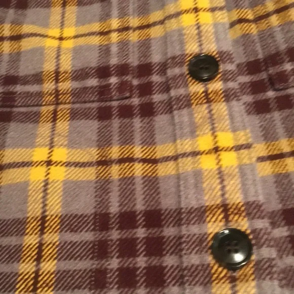 Madewell L Twill Oversized Shirt-Jacket Yellow Gray Rust Plaid EUC - Picture 3 of 4